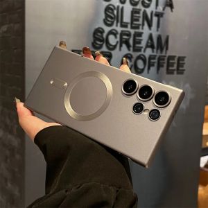 Ultra-Thin Frameless Metallic Paint For Magsafe Magnetic Case For Samsung Galaxy S24 S23 Ultra Heat Dissipation Lens Glass Cover