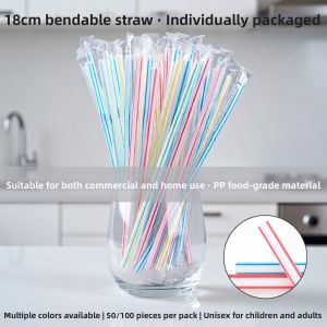 Disposable Bendable Drinking Straws 18cm