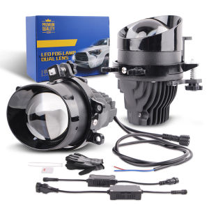 12V 3.0Inch Fog Lights Lens White yellow Light 6000k 3000k For Toyota Headlights 3.0 Bi Led Projector fog lamp High power 90W