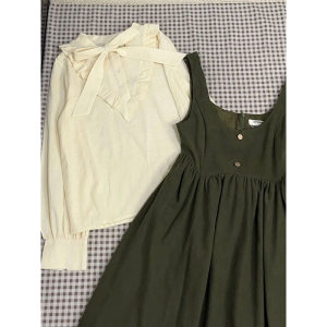 Bộ Váy Sơ Mi Dài Tay Rộng Rãi Ngọt Ngào Cho Nữ Bộ Váy Hai Mảnh Phong Cách Ngọt Ngào Cao Cấp Thường Ngày Mùa Thu Mùa Đông