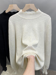 JIANDIYA | Lace & Ruffle Half-Turtleneck Sweater For Women Knit Top