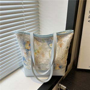 Large Capacity Embroidered Bucket Shape Commuter Tote Bag Womens Fashion Summer 2025 Handbag Shoulder Bag Handbag