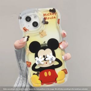Cute Cartoon Mickey Face Cover Phone Case Dual Stand Full Protection for Apple 16Promax Huawei Mate60Pro Compatible with Multiple Brands
