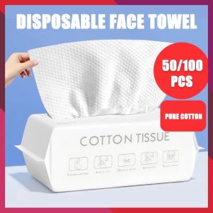 100pcs Disposable Wash Face Towel 100% Cotton Soft Clean Face Towel Make of Cotton MakeupTowelWash Facial Tissue Wet and Dry Use Towel