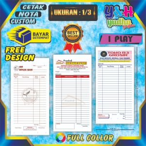 (Min. 3 buku) Cetak Nota Custom 1 Ply 1/3 Untuk Laundry Bengkel Kafe Warung Makan Y&H Yudha Grafika