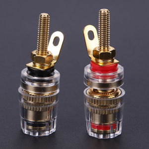 ALLOYSEED | 2/4pcs 4mm Brass Speaker Amplifier Binding Posts Terminals Nut Banana Plug Jack Socket Connector Gold Plated Long Thread Adapter
