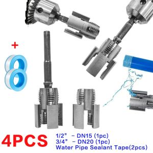 4pcs PPR Pipe Threading Tool + Water Pipe Sealant Tape  Internal & External Threads for PVC and PPR Pipes