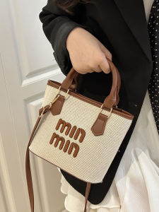 กระเป๋าสะพายข้างผ้าลายดอกไม้แบบลำลองสำหรับผู้หญิง กระเป๋าถือทรงถังสะพายข้างแบบลำลองสำหรับฤดูร้อน 2025 กระเป๋าสะพายข้างผ้าฝ้ายแบบลำลอง