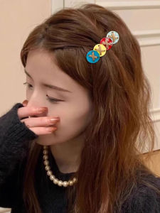 Korean Style Sweet Colorful Button Duckbill Hair Clips Womens Forehead Side Hairpins Stylish Hair Accessories Hair Decorations