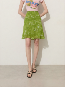 D-PLAY | Slimming Fashion Retro Green Print Skirt