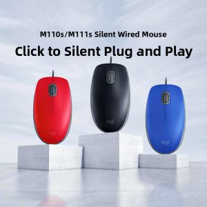 Logitech M110 Wired Mouse Silent Office Notebook Desktop Computer USB Full Size Two-Handed Mouse M111 for Business Use