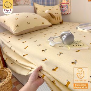 KAMONI | Bộ Đồ Chăn Ga Gối Cotton Rửa Mùa Hè 3 Món