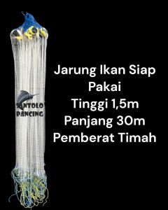 jaring ikan siap pakai 25in senar 015mm panjang 30m tinggi 15m jaring ikan murah jaring pukat