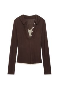 Slim Fit Long Sleeve T-Shirt Color Block Lightweight Base Layer Top for Women Commute Style Pure Color Autumn Season Fashion