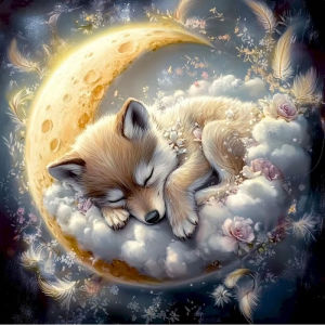Oil Painting By Numbers Sleeping Fox Moon DIY Number Drawing Canvas Pictures By Numbers Home Decor Large Size