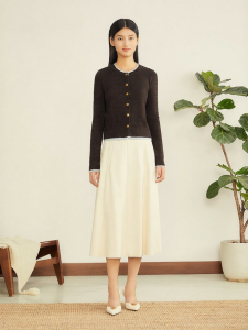 Mocha Mousse Color Salt Stripe Shimmer Wool Winter Sweater