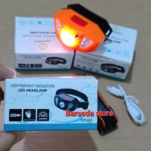 Senter Kepala Cas Headlamp LED COB XPE Sensor Camping Outdoor 4 Mode USB Charging XD1066