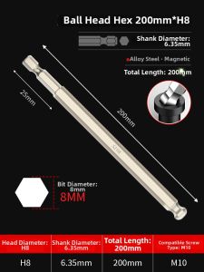 HONGQISHI | Extended Magnetic Hexagonal Screwdriver Bit High Hardness