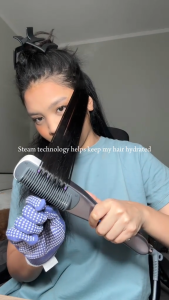 Akiracosme Steam Hair Straightener Comb For Rebonding Anti-Frizz No Heat Damage Electric Hair Straightening Brush Straighten Volumize 2 in 1 Smooth Shiny for All Hair Types