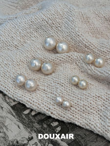 Mona Cotton Pearl Earrings 925 Pure Silver Large Cream White Luxury Vintage Atmosphere Ear Jewelry Womens Fashion Accessories