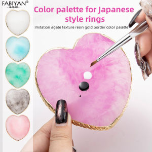 Resin Nail Art Palette Nail Art Painting Mixed Color Palette Gold Edge Nail Art Gel Color Makeup Display Board Ring Mini Palette