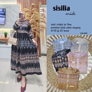 Sisilia Midi Dress Crinkle Air Flow Premium Printing Mayung