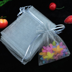 10pcs (17x23cm) Drawable Organza Candy Gift Bags Jewelry Storage Pouches Wedding Party Christmas Favor Transparent Organza Bags