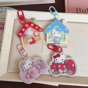 Bandai | Dễ Thương Lắc Đầu Hello Kitty Đồ Chơi Nhà Mặt Dây Nơ Ba Lô Dây Kéo Hoạt Hình Móc Khóa Cho Bé Gái Quà Tặng Sinh Nhật Anime Phụ Kiện