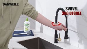 24-Hour Shipped Single Handle Kitchen Faucet: High-Quality Kitchen Faucets for Sink Stainless Wall Counter Sink Tap Faucet 360 Degree Rotatable 2 Modes Shower/Column Pattern Convenient to Installation
