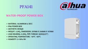 Dahua IP66 Outdoor Waterproof Aluminium Power Supply Junction Box Max Load 8.0Kg 297mm x 248mm x 107mm White PFA141