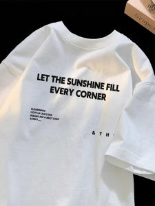 White Short Sleeve Cotton T-Shirt Mens American Hip Hop Trendy Brand Five Sleeve Summer Pure Cotton Half Sleeve Top