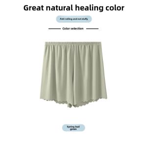 Miiow | Womens Ice Silk Safety Pants Loose Bottom Short Shorts Anti-Light Walking Summer Thin Polyester Spandex Casual Mid-Waist