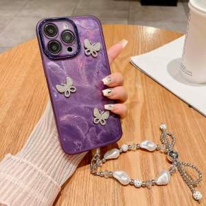 Phone Case For iPhone 16 Pro Max Plus Luxury Glitter Colorful Back Cover + Lanyard