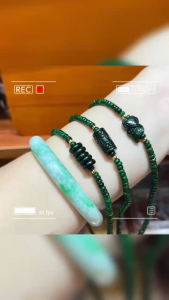 vòng tay dáng chuỗi ngọc sơn thủy Jade A tự nhiên vip mix charm hồ ly ngọc cẩm thạch và charm bi cầu vàng tây vòng tay đá phong thủy trang sức thiết kế đủ hóa đơn thẻ bảo hành