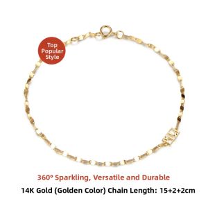 Sparkling 18K Gold Plain Chain Delicate Luxury Bracelet