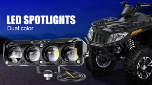 ไฟสปอร์ตไลท์ LED สองสีสำหรับรถยนต์/รถจักรยานยนต์เลนส์ตาปลาที่ไฟหน้าสว่างเป็นพิเศษติดตั้งในรถกันน้ำกันแรงกระแทก
