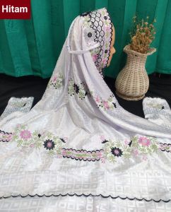 (COD) Mukena Sutera Bulgari Ukuran Dewasa Terusan/Lajuran Motif Bordir Bunga Daisy Cantik Elegant