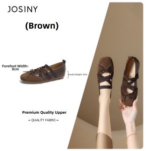 Josiny | Soft-Bottomed Brown Ballet Mary Jane Shoes