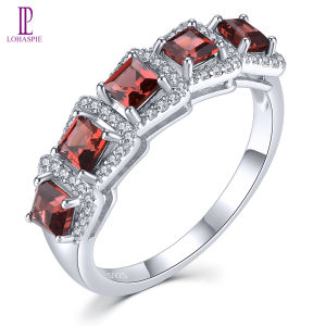 Lohaspie Đồ Trang Sức Bất 1.1 Carat Rắn Sterling Silver 925 Nhẫn Ban Đầu Ngọc Thạch Lựu tự nhiên Chrome Diopside Nhẫn Garnet Đá Nhẫn chính gốc Engagement Ring Cho Phụ Nữ Bạc 925 Đồ Trang Sức