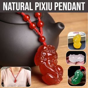 Natural Pixiu Pendant Natural Agate Lucky Necklace Money Recruitment And Transfer Chalcedony Charm
