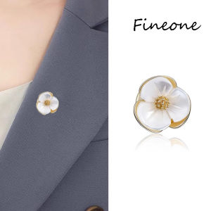 เข็มกลัดดอกไม้เปลือกแฟชั่นสำหรับผู้หญิงเข็มกลัดโลหะป้องกันแสงสะท้อน Jepitan Jemuran Baju ติดเสื้อโค้ทกันหนาวแบบถาวร