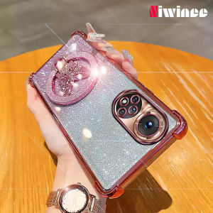 เคสโทรศัพท์ชุบด้วยไฟฟ้าแวววาวไล่ระดับสีสุดหรูสำหรับ VIVO Y200 5G พร้อมที่ใส่แฟลชผีเสื้อป้องกันการตกเคสใสกันกระแทก NSF01ฝาครอบด้านหลังโทรศัพท์ TPU นิ่ม