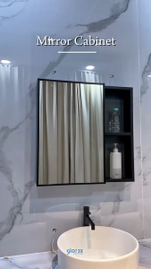 GLOREX (60x60) Bathroom Cabinet with Mirror Box Large Storage Mirror Cabinet Kabinet Cermin Mirror Box with Shelf IKEA