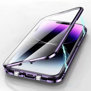 Double Sided Glass Magnetic 360° Full Cover For iPhone 17 16 15 14 13 12 Pro Max Air Mini Plus Case With Camera Lens Protection