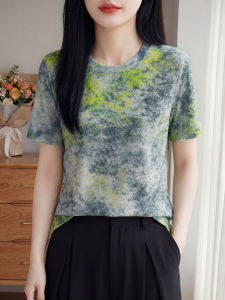 YUEXINYIRONG | Vintage Tie Dye Print Breathable Slim Fit Short Sleeve T Shirt
