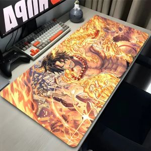 Bandai | Japan Anime Flame Mouse Pad XXL PC O-one P-piece Gamer Cabinet Keyboard Rug Laptop P-portgas D A-ace Mousepad Desk Mat Boy Gift