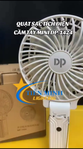 Quạt sạc tích điện cầm tay DP-1424 nút chỉnh chế độ quạt tùy ý có đèn led bên hông tiện lợi