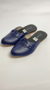 WINTERCOLLECT SANDAL SEPATU WANITA CORLIS TUTONG BUSTONG KULIT KARET MOTIF GESPER BIRU