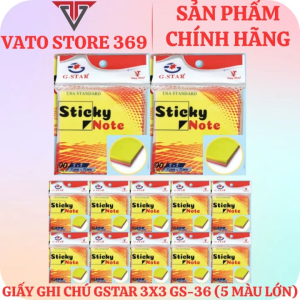 Giấy note ghi chú GSTAR GS-38 neon 5 màu bảng lớn 3x3 75mm x 51mm 100 tờ