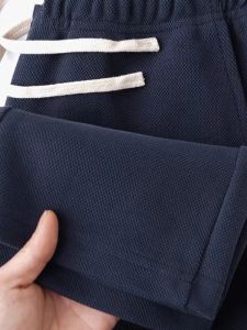 Loose Straight Leg Cotton Sporty Pants for Men Casual Comfortable Blue Knitted Trousers Youth Popular All Seasons Wear